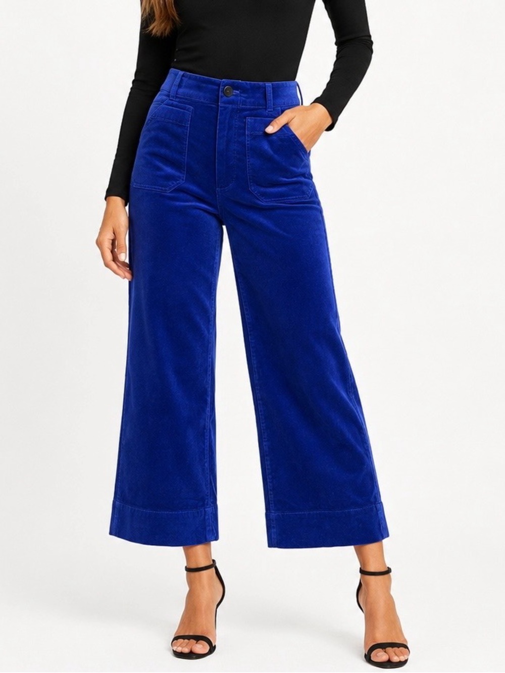 Anthropologie Wide-Leg Corduroy Pants in Vibrant Blue